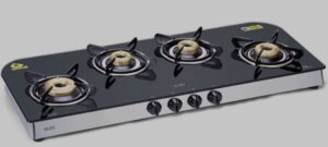 Glen 4 Burner LPG Glass Gas Stove with High Flame Forged Brass Burner | Best 4 Burner Gas Stove in India
